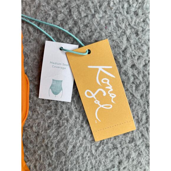 Kona Sol One Piece Swimsuit Womens Large Orange Padded Open Back Swimwear NWT - Picture 2 of 10